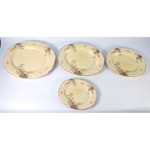 137 - CROWN DUCAL FLORENTINE 'ROSALIE' PATTERN 31 PIECE CREAM GLAZED POTTERY DINNER SERVICE (31)