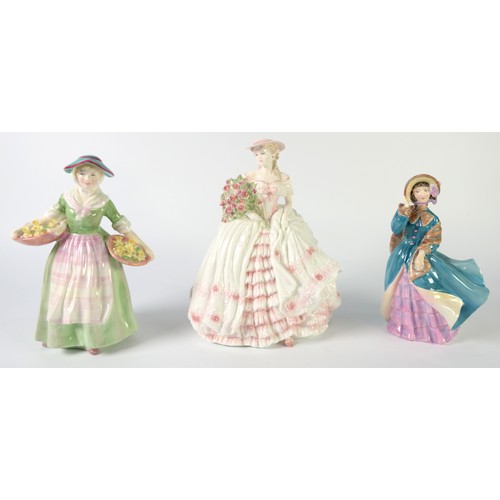 77 - MODERN COALPORT PORCELAIN FIGURE 'ROSE' together with a selection of FIFTEEN POST-WAR ROYAL DOULTON ... 