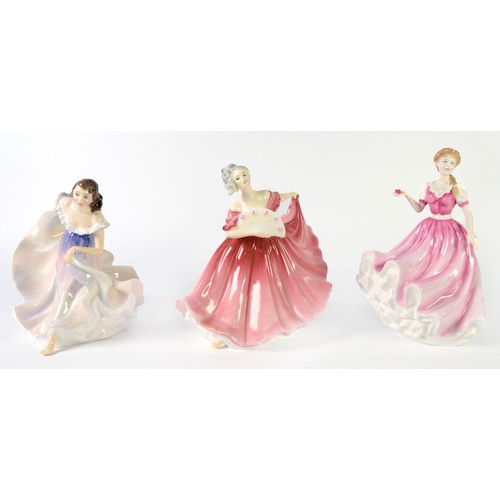 77 - MODERN COALPORT PORCELAIN FIGURE 'ROSE' together with a selection of FIFTEEN POST-WAR ROYAL DOULTON ... 