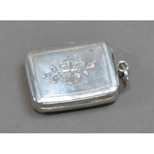 400 - GEORGE III ENGRAVED SILVER VINAIGRETTE BY COCKS & BETTRIDGE, the cover with bright cut border, i... 