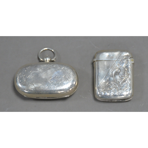 401 - TWO PIECES OF HALLMARKED SILVER, comprising: SOVEREIGN AND HALF SOVEREIGN CASE, engraved with leaves... 