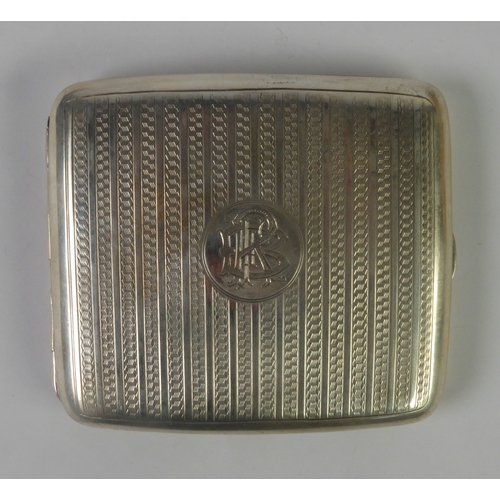 517 - EDWARD VII SILVER CURVED OBLONG POCKET CIGARETTE CASE, double sided interior, engine turned all-over... 