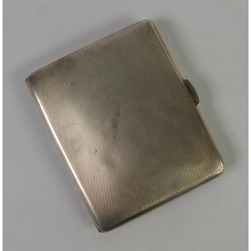 518 - SILVER engine turned oblong and cushion shaped pocket CIGARETTE CASE, 4” (10.1cm) wide, Sheffield 19... 