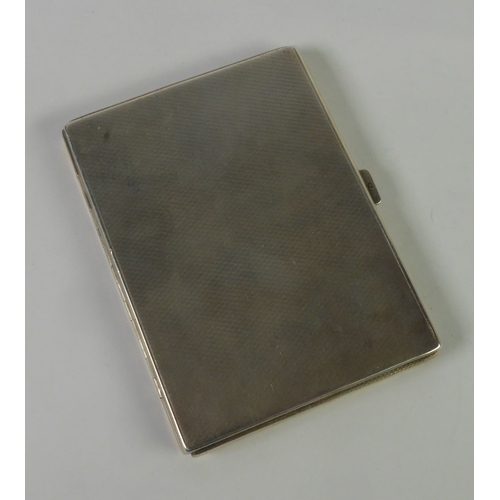 519 - Edward VIII SILVER engine turned oblong pocket cigarette case, 4 ½” (11.5cm) wide, 6.10 ozs