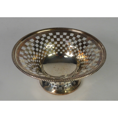 476 - EDWARD VII PIERCED SILVER BON BON DISH BY DEAKIN & FRANCIS, of flared, footed form with beaded b... 