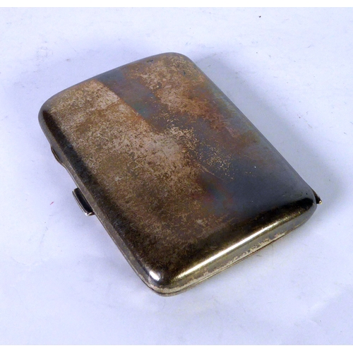 460 - GEORGE V PLAIN SILVER CURVED OBLONG POCKET CIGARETTE CASE, Birmingham 1921, 2.99ozt