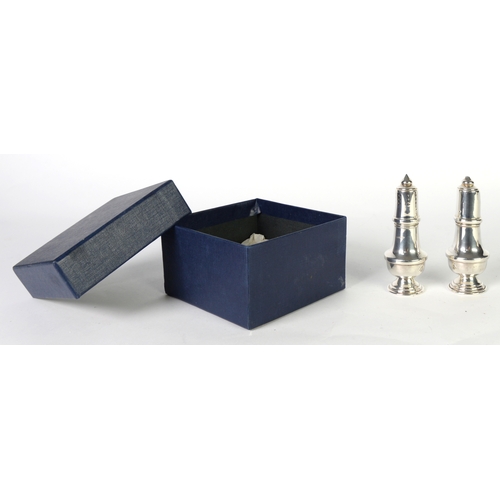 487 - MODERN PAIR OF SILVER PEDESTAL SALT AND PEPPER POTS, 4” (10.2cm) high, Birmingham 1993, 2.04ozt, (2)... 