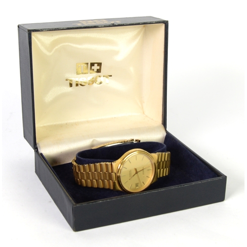 98 - TISSOT GOLD PLATED SEASTAR QUARTZ GENTLEMAN'S BRACELET WRIST WATCH in box as supplied, C/R- the brac... 