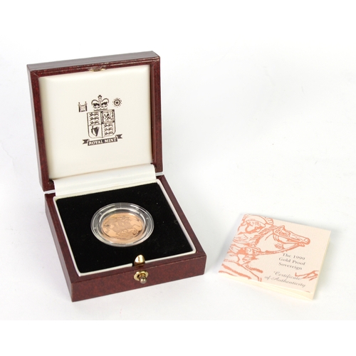 51 - CASED ROYAL MINT SUPPLIED ENCAPSULTED 1999 GOLD PROOF SOVEREIGN