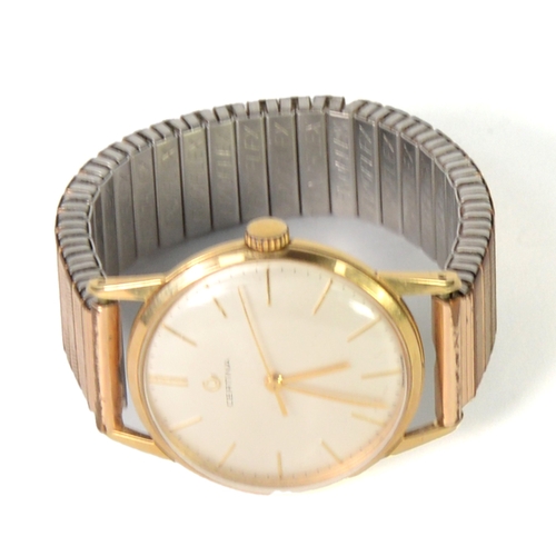 79 - GENT'S CERTINA GOLD PLATED WRISTWATCH, mechanical movement, the circular silvered dial with batons, ... 