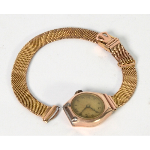 85 - LADY'S TAVANNES, SWISS, 9ct GOLD BRACELET WATCH with 15 jewels movement, circular silvered arabic di... 