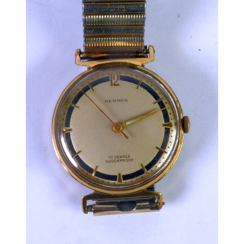 107 - HERMES BUMPER SELF-WIDING GENT'S VINTAGE WRISTWATCH with 17 jewels movement, silvered dial with cent... 