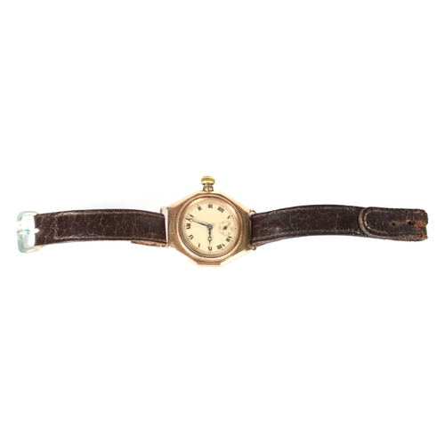 86 - GENTS VINTAGE GOLD WRISTWATCH with mechanical movement circular silvered roman dial with subsidiary ... 