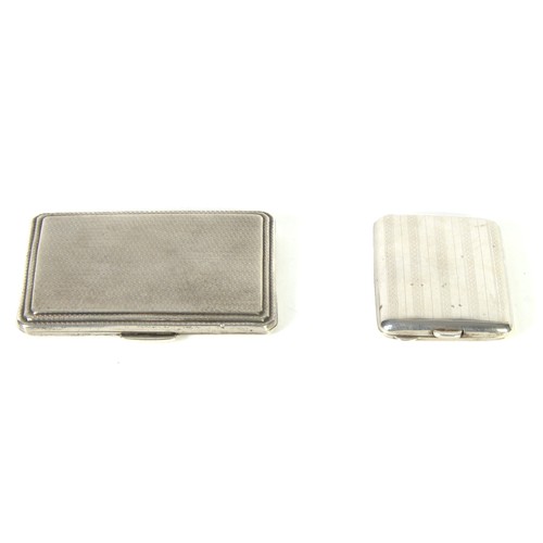 391 - LADY'S SILVER POCKET CIGARETTE CASE, oblong with stepped borders back and front and all-over engine ... 