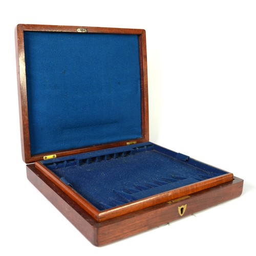 543 - VICTORIAN MAHOGANY CUTLERY CASE containing a set of 6 dessert knives and forks with electroplate bla... 