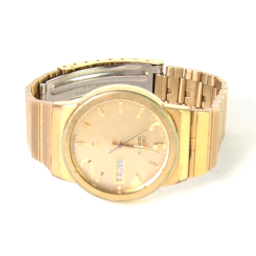 101 - SEIKO QUARTZ GENTS GOLD PLATED WRISTWATCH, gold coloured circular dial with batons, centre seconds h... 