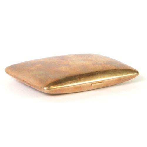 120 - GEORGE V 9ct GOLD POCKET CIGAR CASE, plain, oblong and cushion shaped 5in x 3 1/4in (13 x 8.5cm), Bi... 