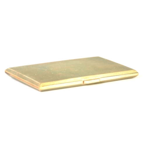 122 - GEORGE VI 9ct GOLD LARGE OBLONG POCKET CIGARETTE CASE, with canted borders, all-over engine turned d... 