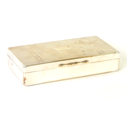 288 - ELECTROPLATED ART DECO TABLE CIGARETTE CASE, the hinged lid having engine turned decoration, 6 1/2in... 