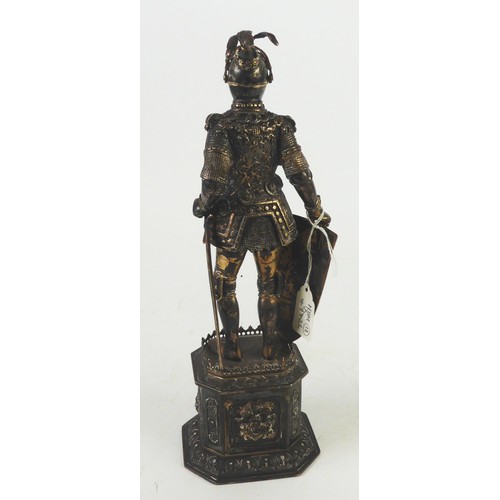 199 - SILVER FIGURE: Continental vermeil silver figure of King Arthur with ivory face, probably Hanau, c.1... 