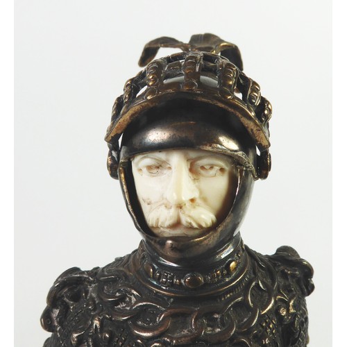 199 - SILVER FIGURE: Continental vermeil silver figure of King Arthur with ivory face, probably Hanau, c.1... 