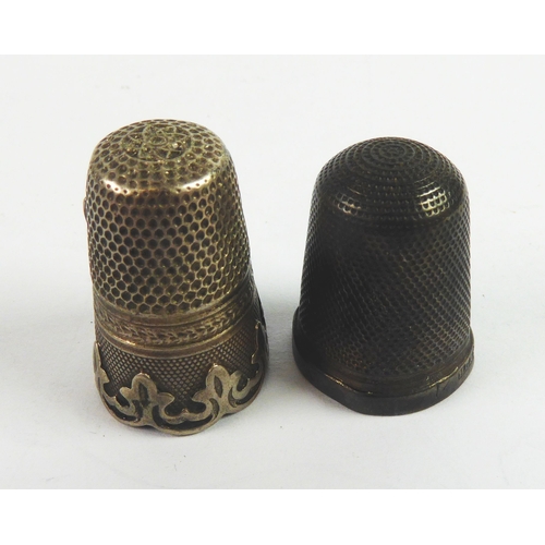 105 - VICTORIAN SILVER THIMBLE, Birmingham 1897 and a fancy SILVER PLATED THIMBLE (2)