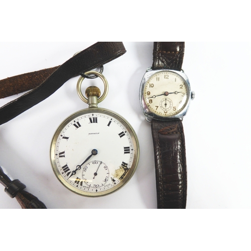 11 - GENT'S SWISS VINTAGE WRISTWATCH, with 15 jewels movement, silvered Arabic dial with subsidiary secon... 