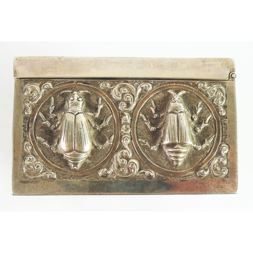 200 - INDIAN SILVER COLOURED METAL TABLE CIGARETTE BOX TROPHY, lined in cedar and decorated to the outside... 