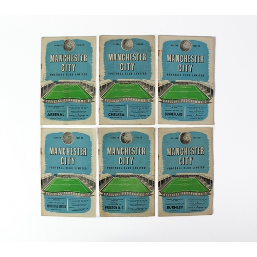 167 - FOOTBALL PROGRAMMES-SIX MANCHESTER CITY HOME PROGRAMMES, 1957/58 - Arsenal, Chelsea, Sunderland, New... 