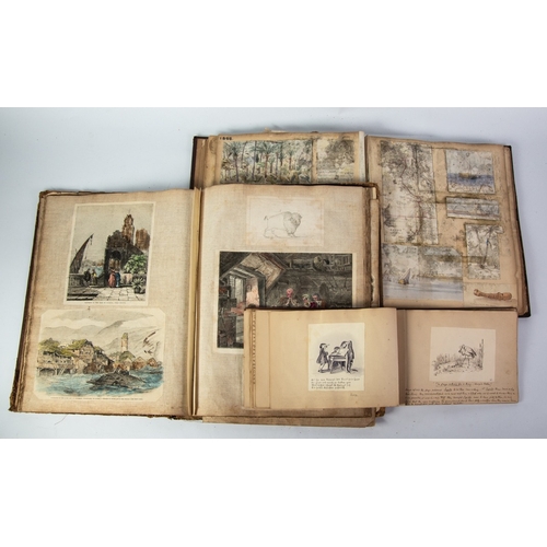 319 - INTERESTING LATE VICTORIAN ALBUM FILLED WITH APPROXIMATELY 175 WATERCOLOURS and DRAWINGS BY A GIFTED... 