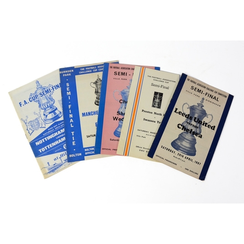 185 - FOOTBALL PROGRAMMES-FIVE F.A. CUP SEMI-FINAL PROGRAMMES: PNE v SWANSEA, 1964; CHELSEA v SHEFFIELD WE... 