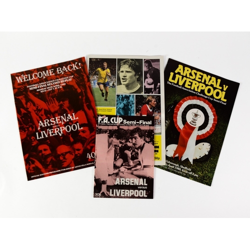 188 - FOOTBALL PROGRAMMES-ARSENAL v LIVERPOOL, 1980, semi-final at Hillsborough; Villa Park 16th April, 28... 