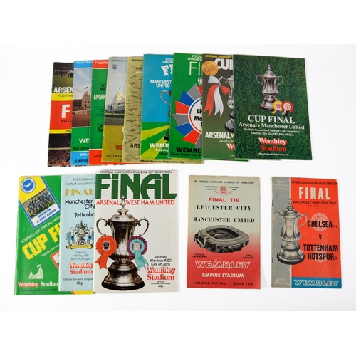 191 - FOOTBALL PROGRAMMES-FOURTEEN F.A. CUP FINALS: LEICESTER CITY v MANCHESTER UNITED 1963/1983