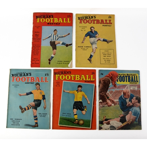 199 - FIVE CHARLES BUCHAN'S FOOTBALL MONTHLYS, October 1952, November 1953, December 1953, April 1954, Dec... 