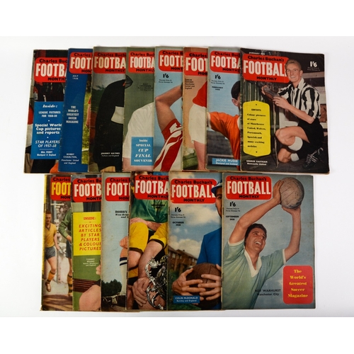 202 - THIRTEEN CHARLES BUCHAN'S FOOTBALL MONTHLYS, from January 1958 to 1959 March is a colour picture of ... 