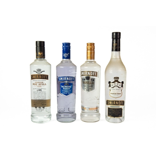 125 - FOUR BOTTLES OF SMIRNOFF VODKA, comprising: COPPER POT STILL, VANILLA, NORDIC BERRIES and Ste PIERRE... 