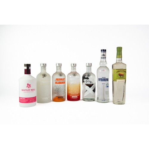 126 - TWO BOTTLES OF POLISH VODKA, comprising: ZUBROWKA and WYBOROWA, together with FOUR BOTTLES OF FLAVOU... 