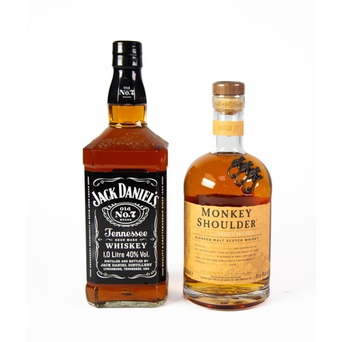 137 - BOTTLE OF MONKEY SHOULDER BLENDED MALT SCOTCH WHISKY, 70cl, together with a BOTTLE OF JACK DANIEL’S ... 