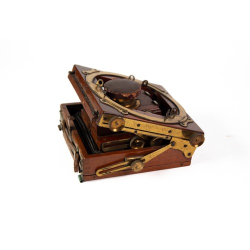 108 - UNBRANDED MAHOGANY AND BRASS HALF PLATE FIELD CAMERA, with Ensign f:8 Symmetrical lens, a/f