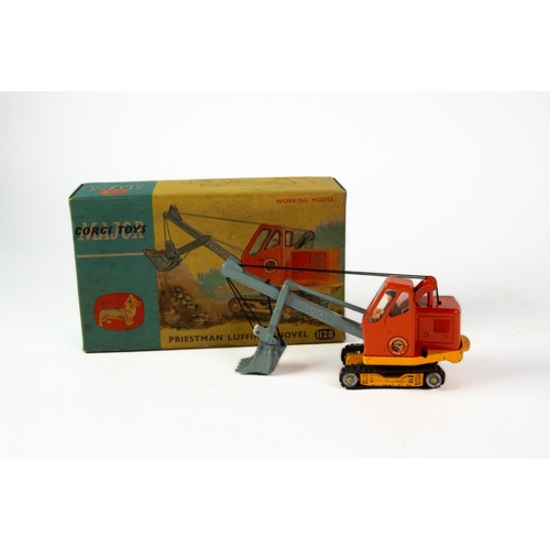 403 - CORGI TOYS MAJOR ALMOST MINT AND BOXED DIE-CAST PRIESTMAN LUFFING SHOVEL, MODEL No 1128; tracks degr... 