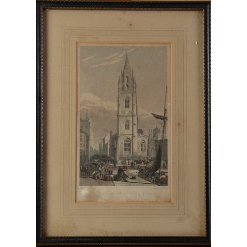 327 - SIX NINETEENTH CENTURY COLOURED ENGRAVINGS RELATING TO LIVERPOOL:ST. PETER’S COLLEGE’ST. GEORGE’S CH... 