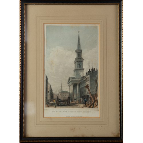 327 - SIX NINETEENTH CENTURY COLOURED ENGRAVINGS RELATING TO LIVERPOOL:ST. PETER’S COLLEGE’ST. GEORGE’S CH... 