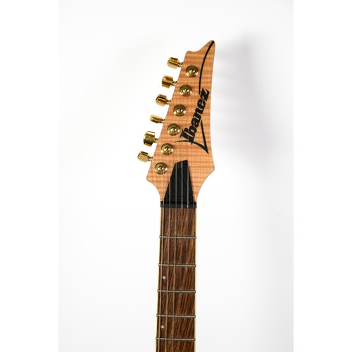 36 - IBANEZ SIX STRING ELECTRIC GUITAR, SEW761FM, NATURAL FLAT, 1P-01, I220303423, in branded soft black ... 