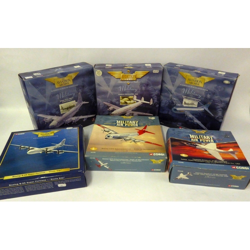 416 - SIX CORGI, MINT AND BOXED, AVIATION ARCHIVE MILITARY AIRCRAFT, viz Boeing KC97L tanker; Lockheed Con... 