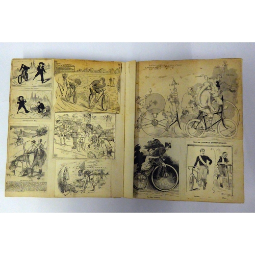 290 - INTERESTING LATE VICTORIAN ALBUM OF SCRAPS APPERTAINING TO CYCLING C/R- spine absent