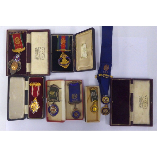 68 - SELECTION OF MASONIC AND OTHER SIMILAR MEDALLIONS, includes a silver, gilt and enamel masonic medall... 