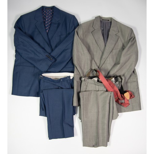 514 - FOUR GENTLEMAN'S CHARLES STUART TWO PIECE LOUNGE SUITS, viz, grey with white pinstripe; dark grey wi... 