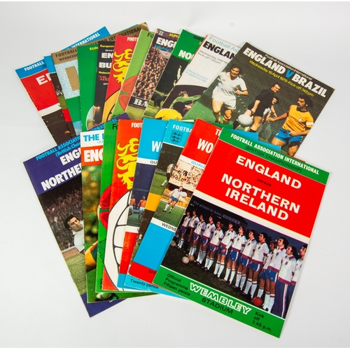 174 - FOOTBALL PROGRAMMES-ENGLAND v SWITZERLAND, 1971; v WEST GERMANY, 1972; v YUGOSLAVIA, 1972; v WLAES, ... 