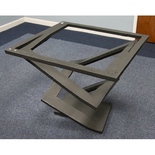35 - MAURICE BARILONE FOR ROCHE BOBOIS, ‘FLEUR DE FER’ SHEET STEEL DINING TABLE WITH PLATE GLASS TOP, of ... 