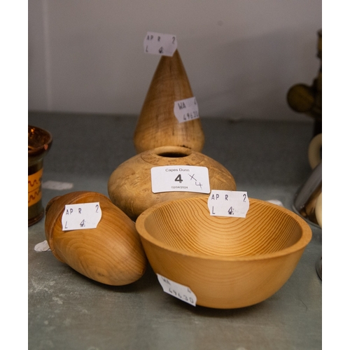 4 - A GROUP OF FOUR WOODEN TURNINGS
